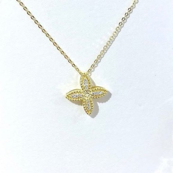 14kt GP Sterling Silver Clover Necklace - Picture 3 of 9